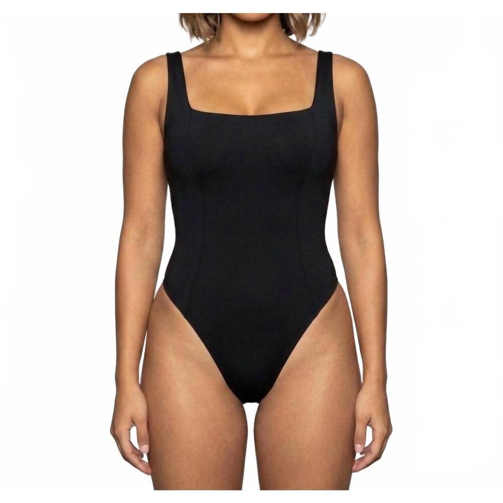 NEW TA3 hi cut squarey one piece swimsuit in black